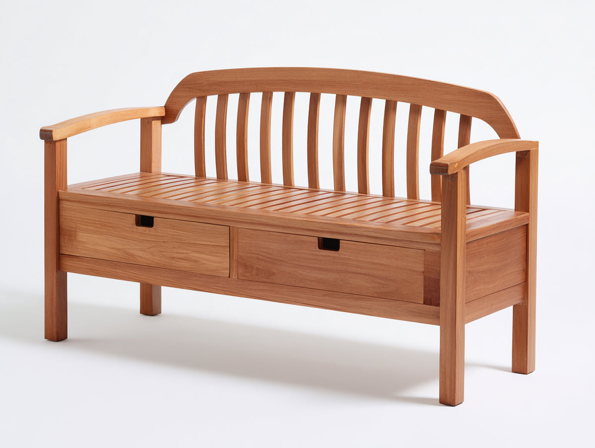 Panche da giardino-Legno-150x60x88 cm-Marrone naturale-Stile classico con contenitore