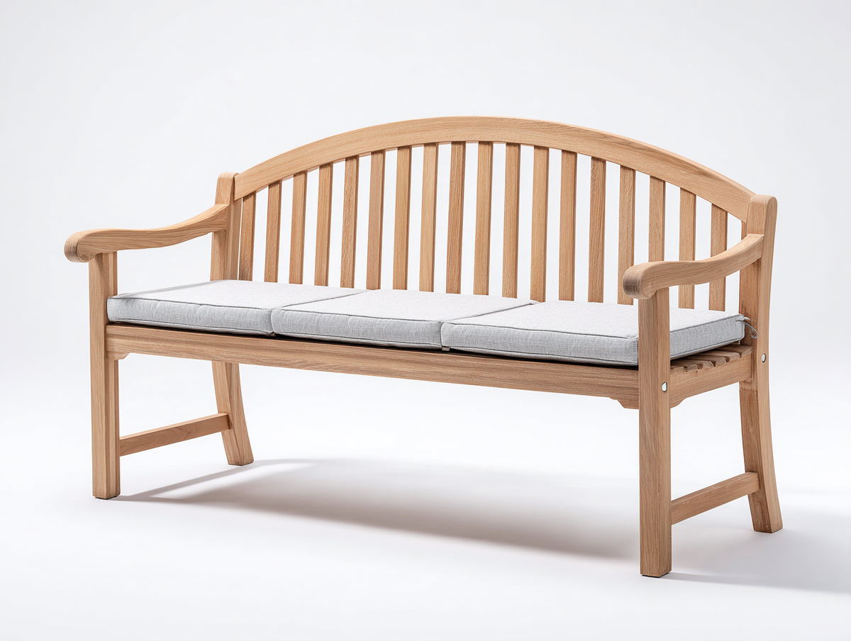 Panche da giardino-Legno-Tessuto-150x62x88 cm-Marrone chiaro-Grigio chiaro-Stile classico con seduta imbottita