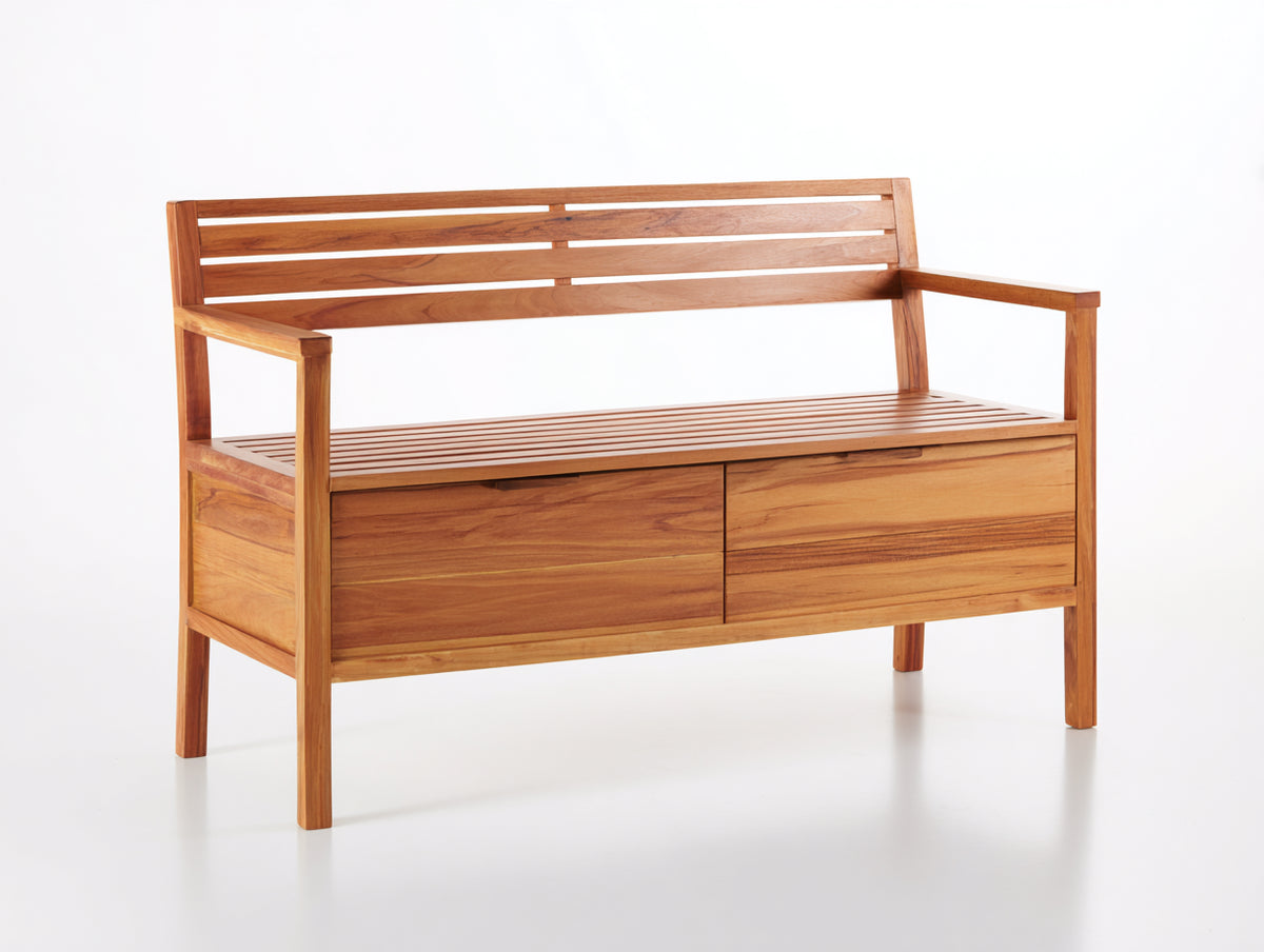 Panche da giardino-Legno-150x58x84 cm-Marrone miele-Stile moderno con contenitore