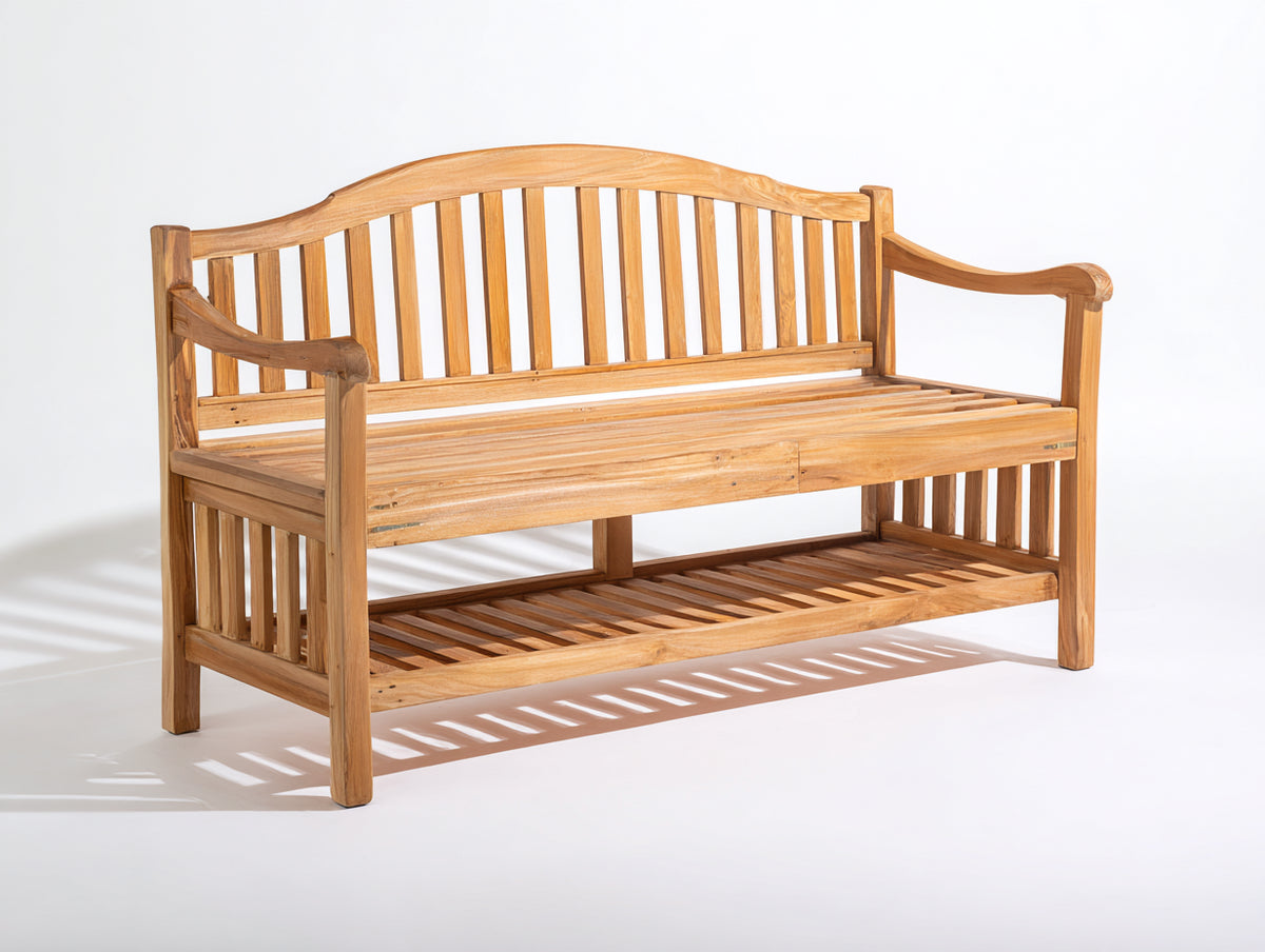 Panche da giardino - Legno - 160 x 60 x 90 cm - Marrone naturale - Stile classico