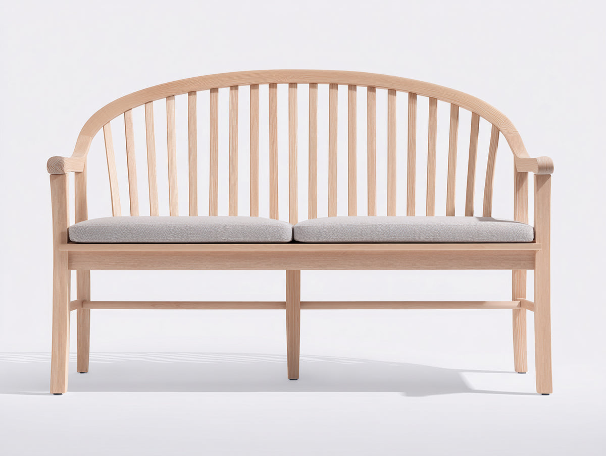 Panche da giardino-Legno-Tessuto-160x62x90 cm-Legno naturale-Grigio chiaro-Stile classico con schienale arcuato